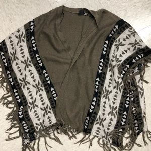 H&M Fringe Knit Poncho
